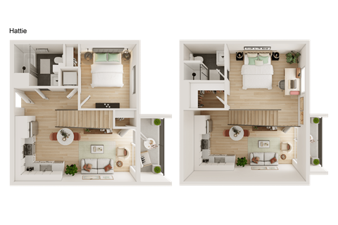 Floor plan for 2 beds, 2 baths, 752 sqft